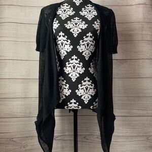 Jennifer Lopez Black Sheer Cardigan with Pockets Asymmetrical Bottom Size XS